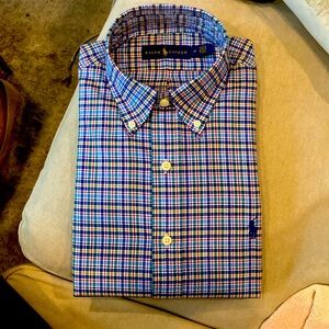 Polo Ralph Lauren Men's Medium Classics Oxford Shirt Blue Navy Plaid